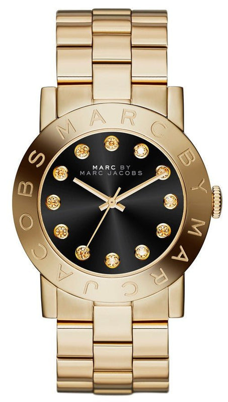 Marc Jacobs Amy Glitz Black Dial Gold Steel Strap Watch for Women - MBM3334 Buy Now By Marc Jacobs