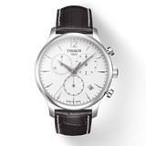 Tissot T Classic Tradition Chronograph White Dial Brown Leather Strap Watch For Men - T063.617.16.037.00 Buy Now By Tissot