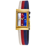 Gucci G-Frame Mother of Pearl Dial White Blue Red Nylon Strap Watch For Women - YA147405 Buy Now By Gucci