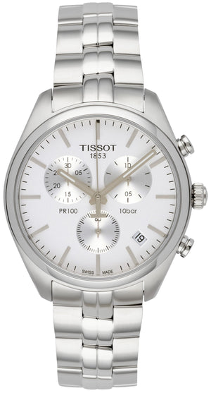 Tissot T Classic PR 100 Chronograph Silver Dial Silver Steel Strap Watch For Men - T101.417.11.031.00 Buy Now By Tissot