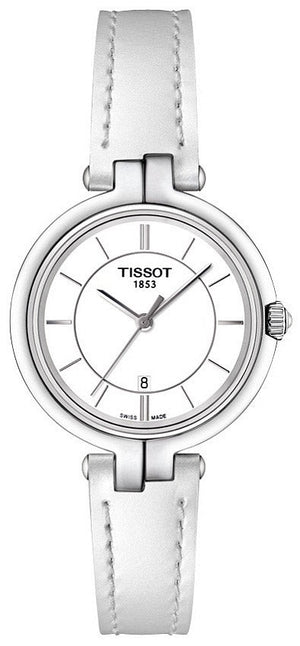 Tissot T Lady Flamingo White Dial White Leather Strap Watch For Women - T094.210.16.011.00 Buy Now By Tissot