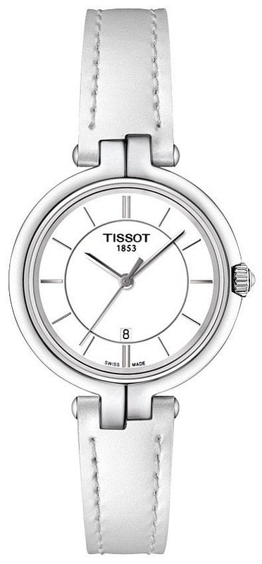 Tissot T Lady Flamingo White Dial White Leather Strap Watch For Women - T094.210.16.011.00 Buy Now By Tissot