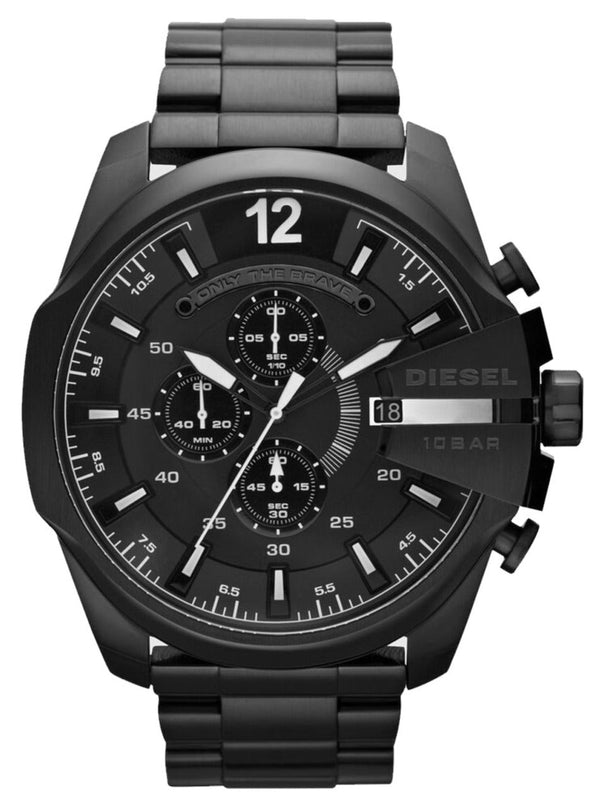 Diesel Mega Chief Chronograph Black Dial Black Steel Strap Watch For Men - DZ4283 Buy Now By Diesel