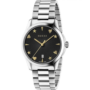 Gucci G Timeless Black Dial Silver Steel Strap Watch For Women - YA1264029 Buy Now By Gucci