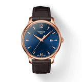 Tissot T Classic Tradition Blue Dial Brown Leather Strap Watch For Men - T063.610.36.047.00 Buy Now By Tissot