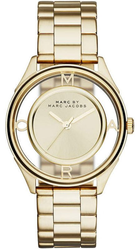 Marc Jacobs Marc Tether Transparent Gold Dial Gold Steel Strap Watch for Women - MBM3413 Buy Now By Marc Jacobs