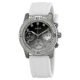 Guess Confetti Crystal Black Dial White Silicone Strap Watch For Women - W1098L1 Buy Now By Guess