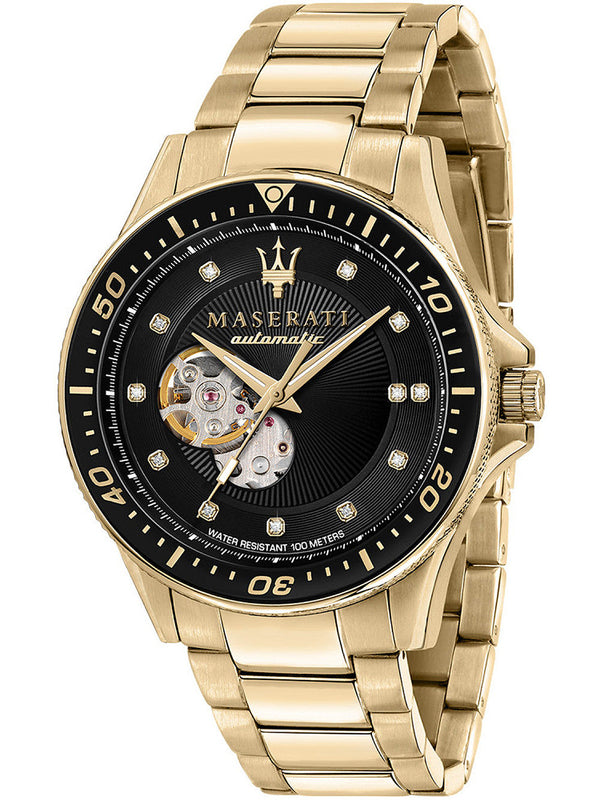 Maserati SFIDA Black Dial Yellow Gold Toned Stainless Steel Watch For Men - R8823140003 Buy Now By Maserati