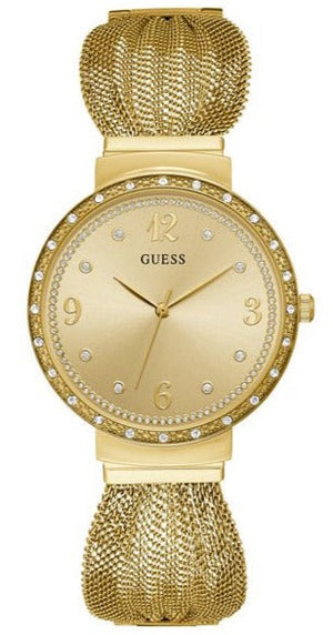 Guess Chiffon Gold Dial Gold Mesh Bracelet Watch For Women - W1083L2 Buy Now By Guess