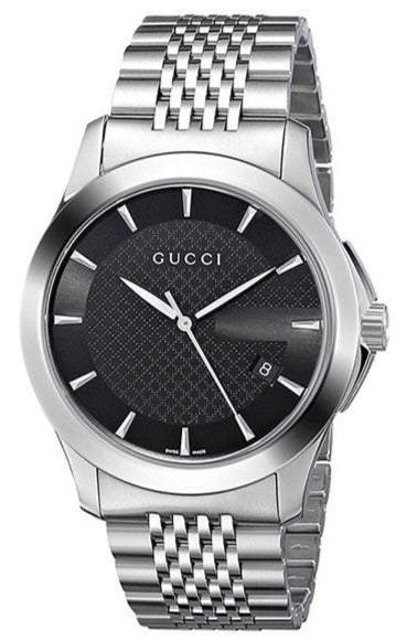 Gucci G Timeless Black Dial Silver Steel Strap Watch For Men - YA126402 Buy Now By Gucci