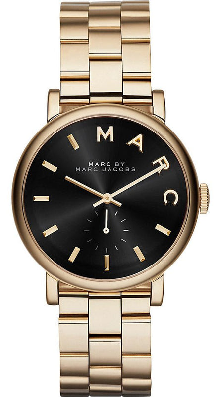 Marc Jacobs Baker Black Dial Gold Steel Strap Watch for Women - MBM3355 Buy Now By Marc Jacobs