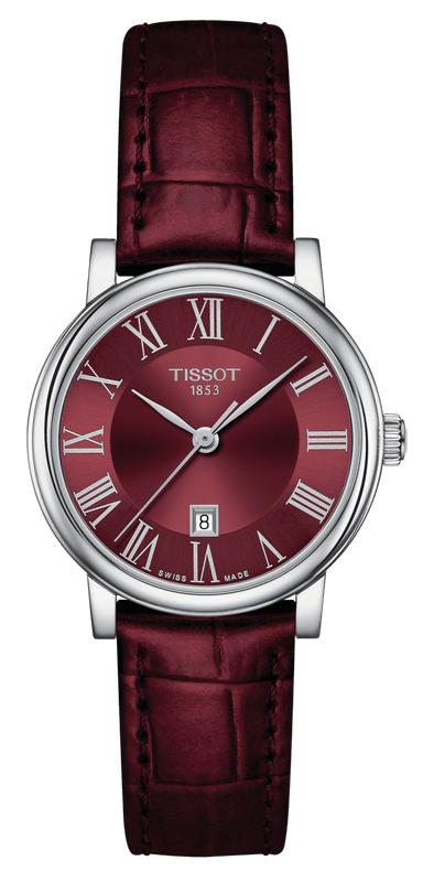 Tissot Carson Premium Lady Maroon Dial Maroon Leather Strap Watch For Women - T122.210.16.373.00 Buy Now By Tissot