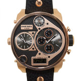 Diesel Big Daddy Gold & Black Dial Black Leather Strap Watch For Men - DZ7261 Buy Now By Diesel