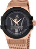 Maserati Potenza Classic Black Dial Rose Gold Mesh Bracelet Watch For Men - R8853108009 Buy Now By Maserati