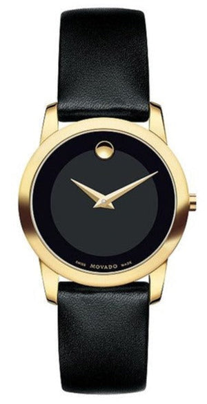 Movado Museum Classic Black Dial Black Leather Strap Watch For Women - 0606877 Buy Now By Movado