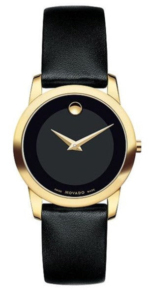 Movado Museum Classic Black Dial Black Leather Strap Watch For Women - 0606877 Buy Now By Movado