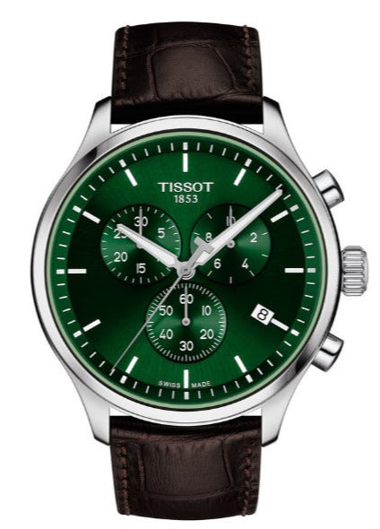 Tissot Chrono XL Chronograph Classic Green Dial Brown Leather Strap Watch For Men - T116.617.16.091.00 Buy Now By Tissot
