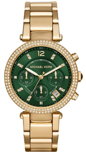 Michael Kors Parker Chronograph Green Dial Gold Steel Strap Watch for Women - MK6263 Buy Now By Michael Kors