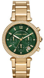 Michael Kors Parker Chronograph Green Dial Gold Steel Strap Watch for Women - MK6263 Buy Now By Michael Kors