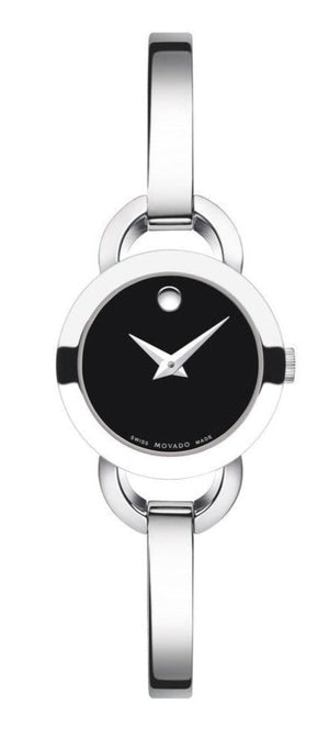 Movado Rondiro 22mm Black Dial Silver Steel Strap Watch For Women - 0606796 Buy Now By Movado