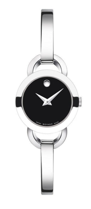 Movado Rondiro 22mm Black Dial Silver Steel Strap Watch For Women - 0606796 Buy Now By Movado