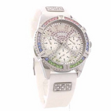 Guess Frontier Diamonds Silver Dial White Rubber Strap Watch for Women - GW0045L1 Buy Now By Guess