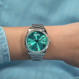 Guess Luna Quartz Blue Dial Silver Steel Strap Watch For Women - GW0308L4 Buy Now By Guess