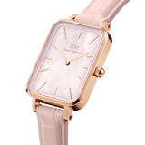 Daniel Wellington Quadro Pressed Mother of Pearl Pink Dial Pink Leather Strap Watch For Women - DW00100508 Buy Now By Daniel Wellington