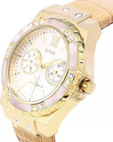 Guess Limelight Quartz Silver Dial Golden Leather Strap Watch For Women - W0775L2 Buy Now By Guess