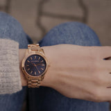 Michael Kors Runway Blue Dial Rose Gold Stainless Steel Strap Watch for Women - MK7065 Buy Now By Michael Kors