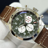 Breitling Super Avi B04 Chronograph GMT 46 Curtiss Warhawk Green Dial Brown Leather Strap Watch for Men - AB04452A1L1X1 Buy Now By Breitling