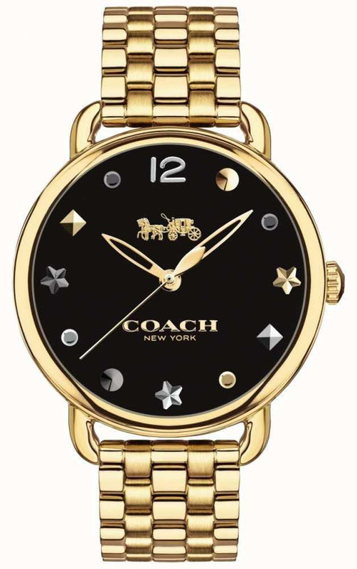 Coach Delancey Black Dial Gold Steel Strap Watch for Women - 14502813 Buy Now By Coach