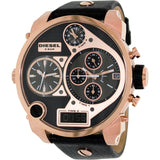 Diesel Big Daddy Gold & Black Dial Black Leather Strap Watch For Men - DZ7261 Buy Now By Diesel