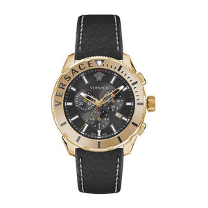 Versace Casual Chronograph Black Dial Black Leather Strap Watch for Men - VERG003-18 Buy Now By Versace