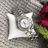 Marc Jacobs Henry Transparent Silver Dial Silver Steel Strap Watch for Women - MBM3205 Buy Now By Marc Jacobs