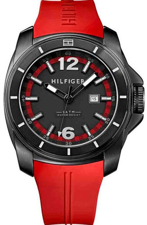 Tommy Hilfiger Windsurf Black Dial Red Rubber Strap Watch for Men - 1791112 Buy Now By Tommy Hilfiger