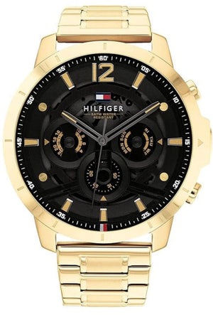 Tommy Hilfiger Luca Chronograph Black Dial Gold Steel Strap Watch For Men - 1710511 Buy Now By Tommy Hilfiger
