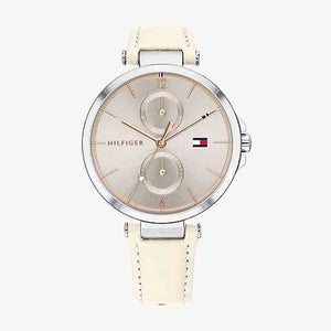 Tommy Hilfiger Angela Silver Dial Cream Leather Strap Watch for Women - 1782123 Buy Now By Tommy Hilfiger