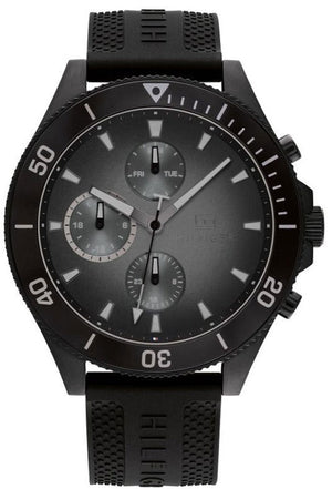 Tommy Hilfiger Larson Chronograph Black Dial Black Rubber Strap Watch For Men - 1791921 Buy Now By Tommy Hilfiger