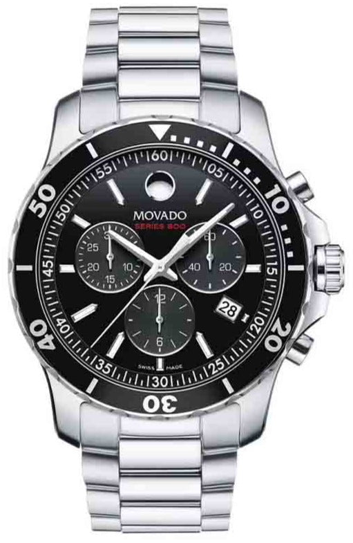 Movado Series 800 Chronograph Black Dial Silver Steel Strap Watch For Men - 2600142 Buy Now By Movado