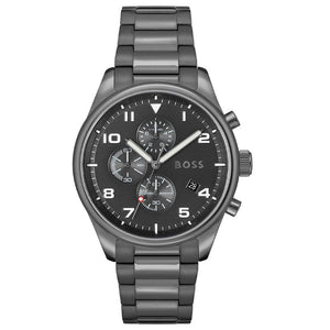 Hugo Boss View Chronograph Grey Dial Grey Steel Strap Watch For Men - 1513991 Buy Now By Hugo Boss