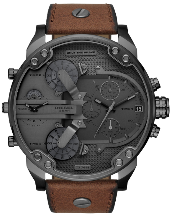 Diesel Mr Daddy Chronograph Grey Dial Brown Leather Strap Watch For Men - DZ7413 Buy Now By Diesel