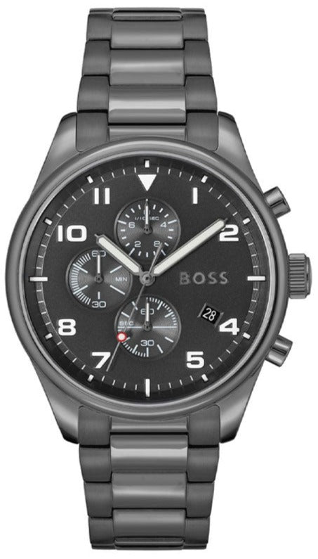 Hugo Boss View Chronograph Grey Dial Grey Steel Strap Watch For Men - 1513991 Buy Now By Hugo Boss