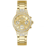 Guess Moonlight Multi Function Diamonds Gold Dial Gold Steel Strap Watch for Women - GW0320L2 Buy Now By Guess