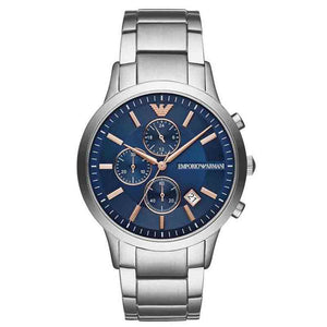 Emporio Armani Renato Chronograph Blue Dial Silver Steel Strap Watch For Men - AR11458 Buy Now By Emporio Armani