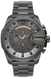 Diesel Mega Chief Chronograph Grey Dial Grey Steel Strap Watch For Men - DZ4466 Buy Now By Diesel