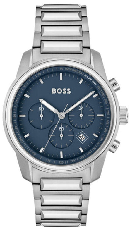 Hugo Boss Trace Chronograph Quartz Blue Dial Silver Steel Strap Watch For Men - 1514007 Buy Now By Hugo Boss