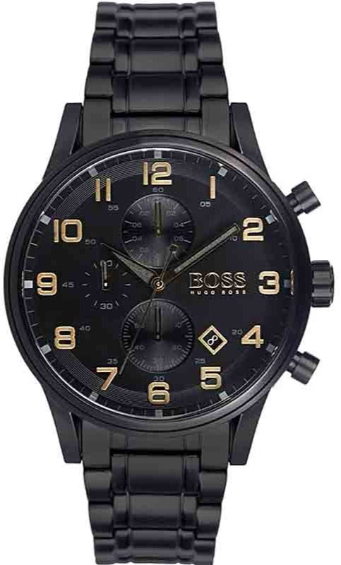Hugo Boss Aeroliner Black Dial Black Steel Strap Watch for Men - 1513275 Buy Now By Hugo Boss