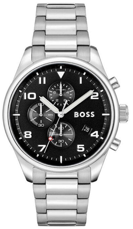 Hugo Boss View Chronograph Black Dial Silver Steel Strap Watch For Men - 1514008 Buy Now By Hugo Boss