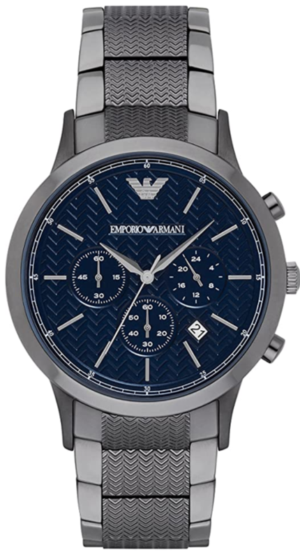 Emporio Armani Renato Chronograph Quartz Blue Dial Grey Steel Strap Watch For Men - AR2505 Buy Now By Emporio Armani